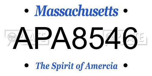 APA8546 Massachusetts License Plate