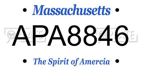 APA8846 Massachusetts License Plate