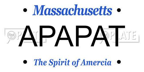 APAPAT Massachusetts License Plate