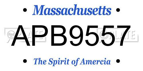 APB9557 Massachusetts License Plate
