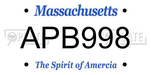 APB998 Massachusetts License Plate