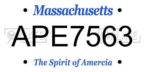 APE7563 Massachusetts License Plate