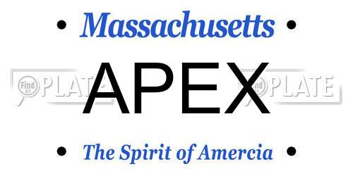 APEX Massachusetts License Plate