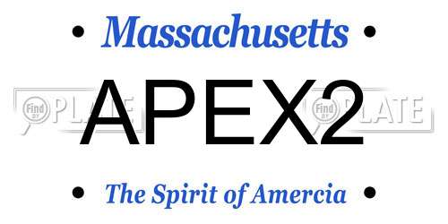 APEX2 Massachusetts License Plate