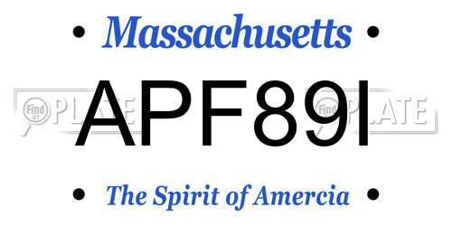 APF89I Massachusetts License Plate