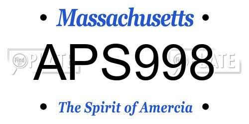 APS998 Massachusetts License Plate