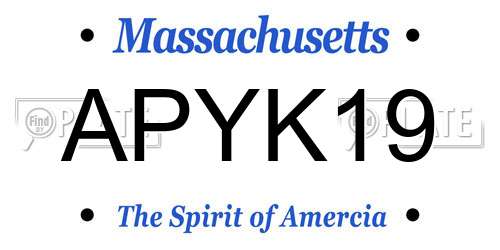 APYK19 Massachusetts License Plate