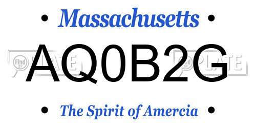 AQ0B2G Massachusetts License Plate