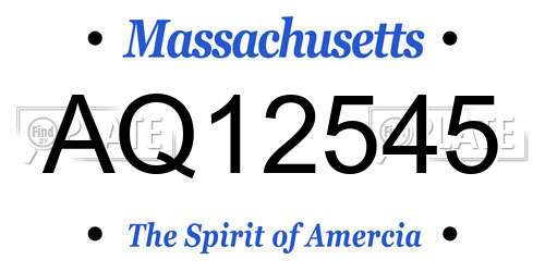 AQ12545 Massachusetts License Plate