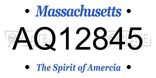 AQ12845 Massachusetts License Plate