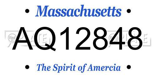 AQ12848 Massachusetts License Plate