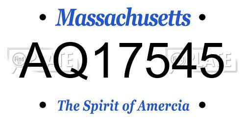 AQ17545 Massachusetts License Plate