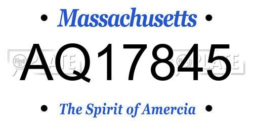 AQ17845 Massachusetts License Plate