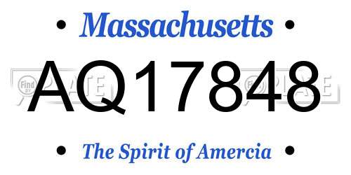 AQ17848 Massachusetts License Plate