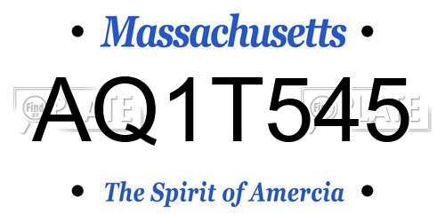 AQ1T545 Massachusetts License Plate