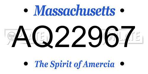 AQ22967 Massachusetts License Plate