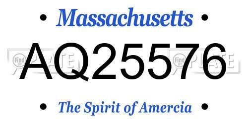 AQ25576 Massachusetts License Plate