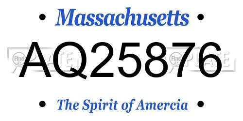 AQ25876 Massachusetts License Plate