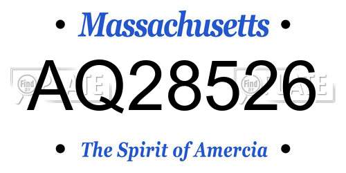 AQ28526 Massachusetts License Plate