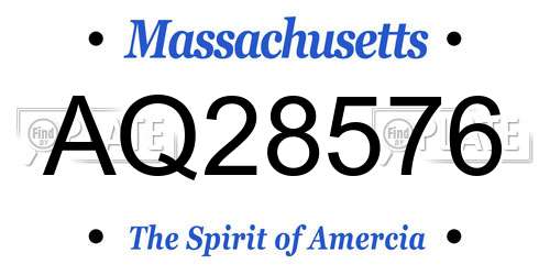 AQ28576 Massachusetts License Plate