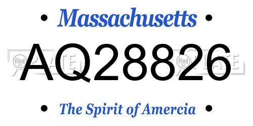 AQ28826 Massachusetts License Plate