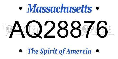 AQ28876 Massachusetts License Plate