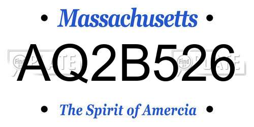 AQ2B526 Massachusetts License Plate