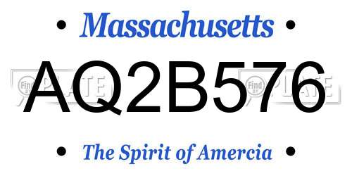 AQ2B576 Massachusetts License Plate