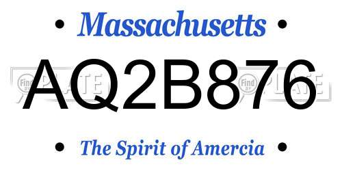 AQ2B876 Massachusetts License Plate