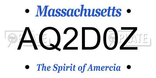 AQ2D0Z Massachusetts License Plate
