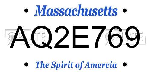 AQ2E769 Massachusetts License Plate
