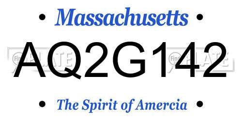 AQ2G142 Massachusetts License Plate