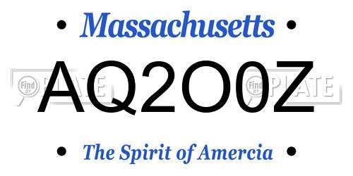 AQ2O0Z Massachusetts License Plate