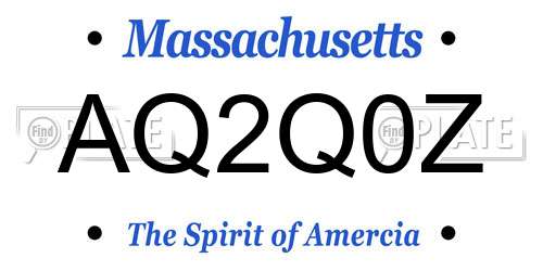 AQ2Q0Z Massachusetts License Plate