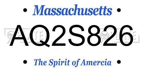 AQ2S826 Massachusetts License Plate