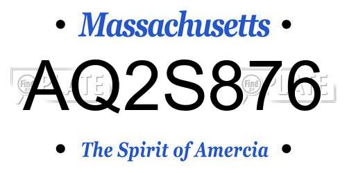 AQ2S876 Massachusetts License Plate