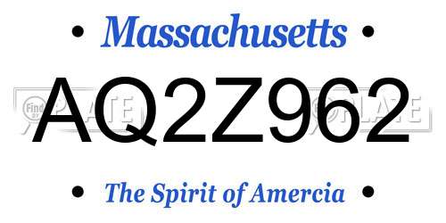 AQ2Z962 Massachusetts License Plate