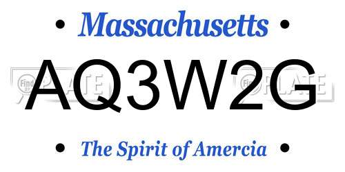 AQ3W2G Massachusetts License Plate