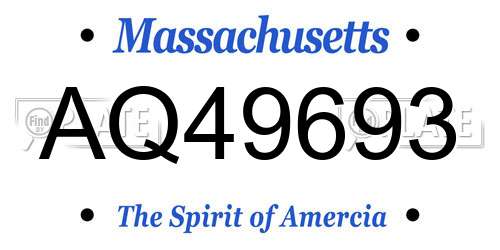 AQ49693 Massachusetts License Plate