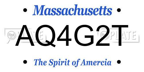 AQ4G2T Massachusetts License Plate