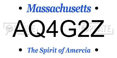 AQ4G2Z Massachusetts License Plate