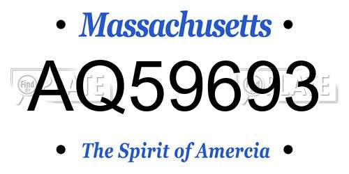 AQ59693 Massachusetts License Plate