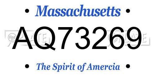 AQ73269 Massachusetts License Plate
