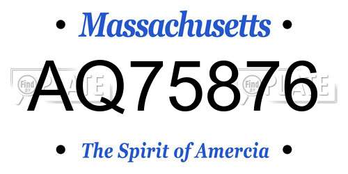 AQ75876 Massachusetts License Plate