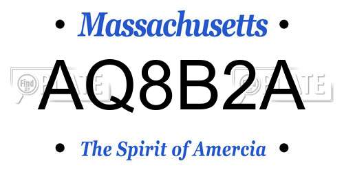 AQ8B2A Massachusetts License Plate