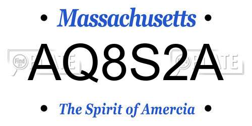 AQ8S2A Massachusetts License Plate