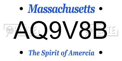 AQ9V8B Massachusetts License Plate