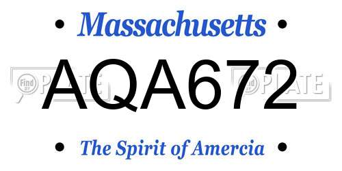 AQA672 Massachusetts License Plate