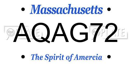AQAG72 Massachusetts License Plate