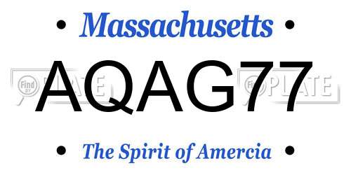 AQAG77 Massachusetts License Plate